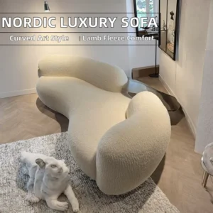 Curved Fabric Lounge Sofa - image 2
