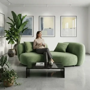 Curved Fabric Lounge Sofa - image 4