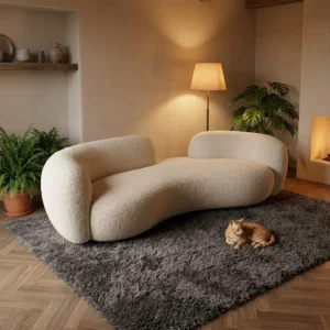 Curved Fabric Lounge Sofa - image 5