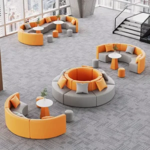 Modular Curved Leather Lounge Sofa - image 3