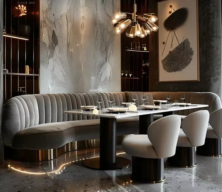 Minimalist Metal Booth Seating