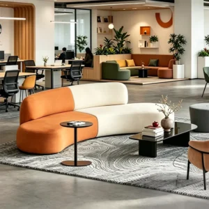 Modular Curved Fabric Lounge Sofa - image 2