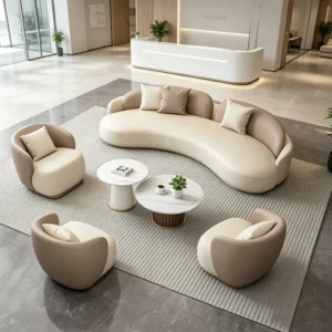 Curved Leather Lounge Sofa - image 1