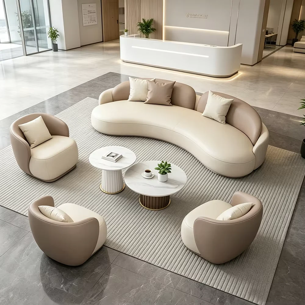 Curved Leather Lounge Sofa