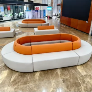 Curved Leather Lounge Sofa - image 1