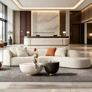 Curved Fabric Lounge Sofa - image 2