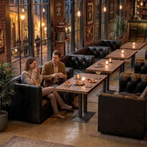 Button-Tufted Wood Booth Seating - image 1