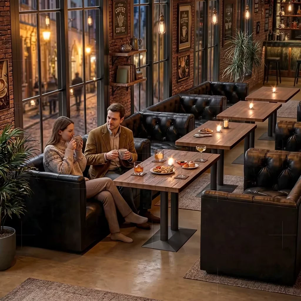 Button-Tufted Wood Booth Seating