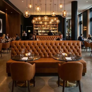 Tufted Marble-Top Pu Leather Booth Seating - image 2