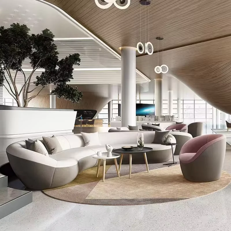 Curved Fabric Lounge Chair