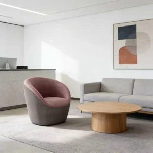Curved Fabric Lounge Chair - image 2