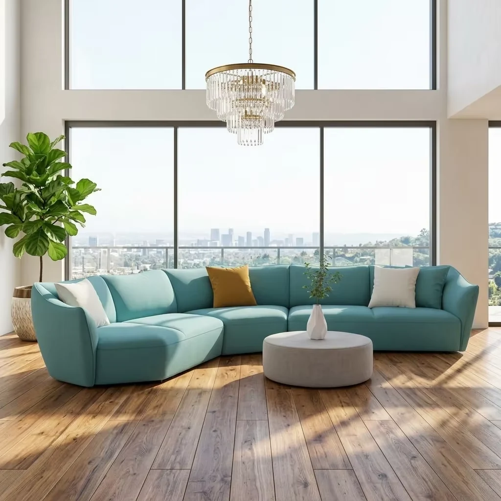 Corner Curved Fabric Lounge Sofa