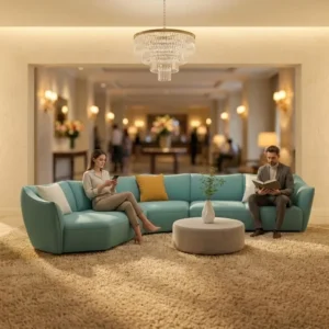 Corner Curved Fabric Lounge Sofa - image 3