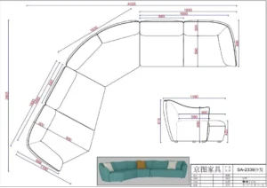 Corner Curved Fabric Lounge Sofa - image 4