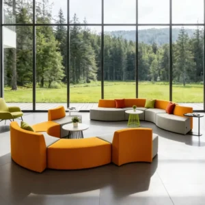 Modular Curved Fabric Lounge Sofa - image 3
