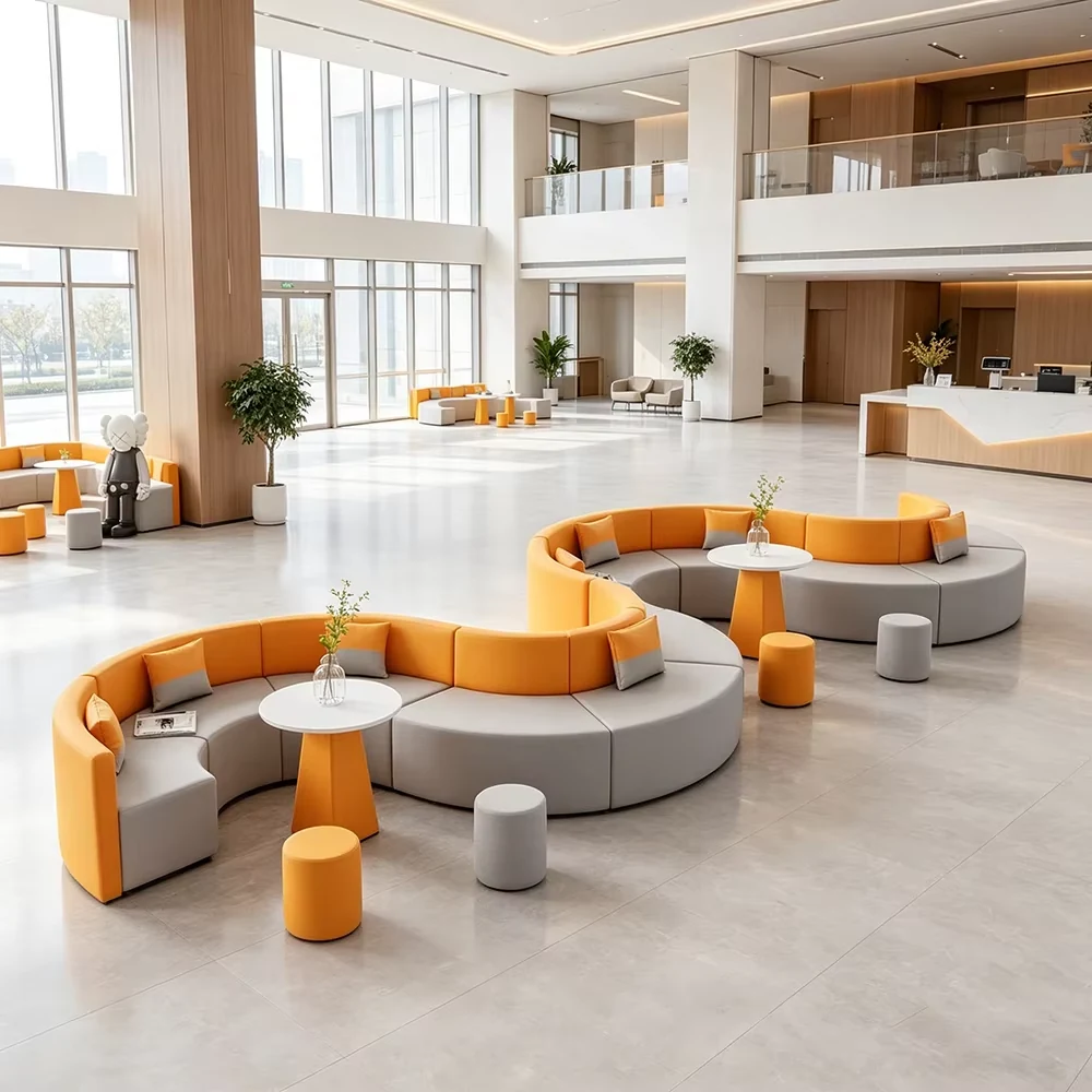 Modular Curved Fabric Lounge Sofa