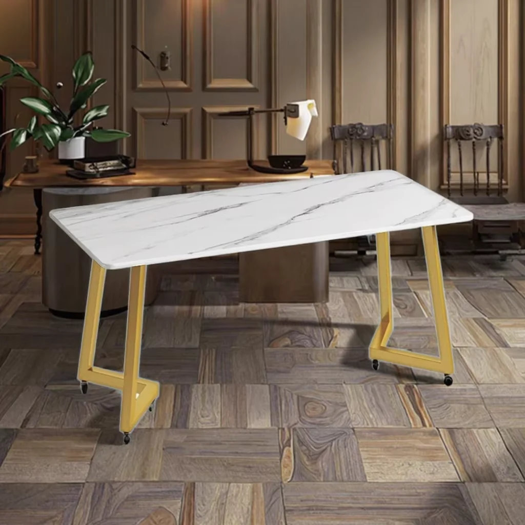 Marble-Top Stainless Steel Coffee Table