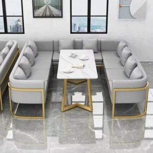 Marble-Top Stainless Steel Coffee Table - image 2