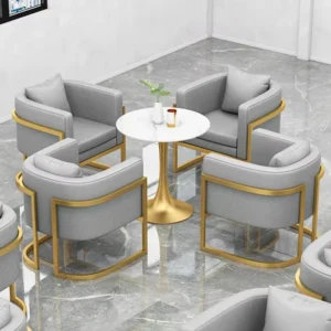 Marble-Top Metal Dining Table - image 1