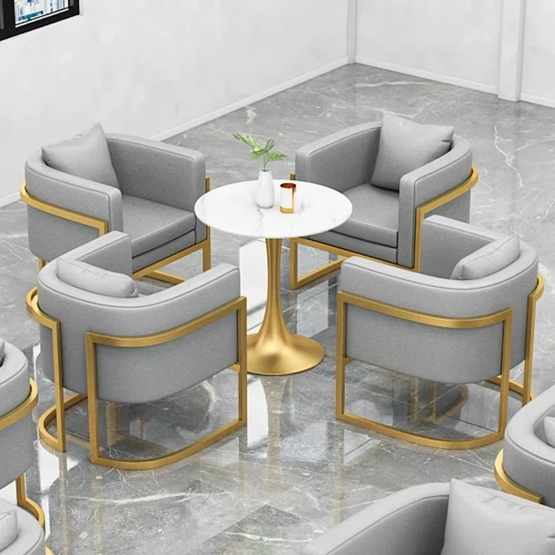 Marble-Top Metal Dining Table
