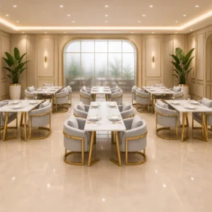 Marble-Top Metal Dining Table - image 2