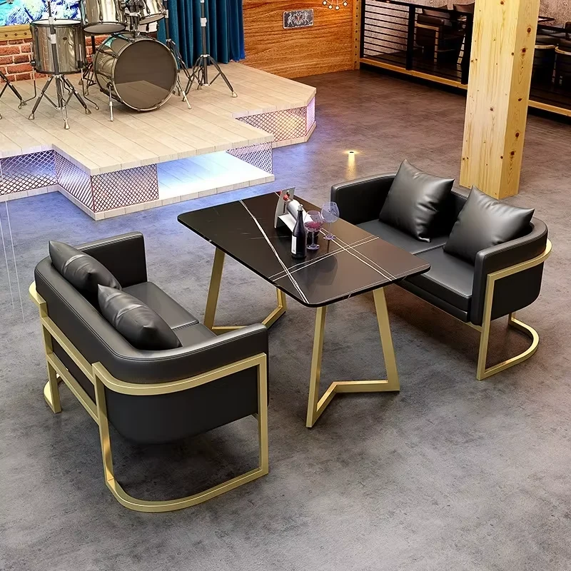 Marble-Top Metal Dining Table