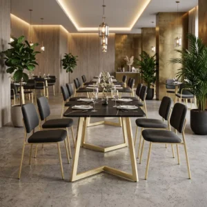 Marble-Top Metal Dining Table - image 3