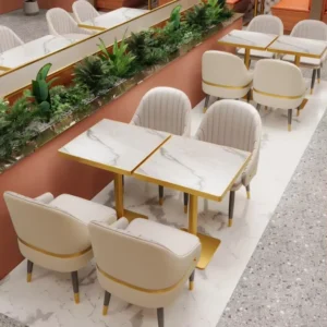 Marble-Top Metal Dining Table - image 5