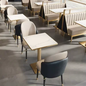 Marble-Top Metal Dining Table - image 1
