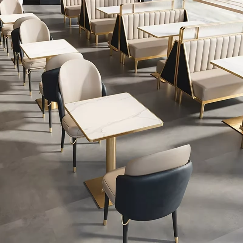 Marble-Top Metal Dining Table