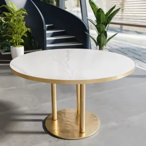 Marble-Top Metal Dining Table - image 1