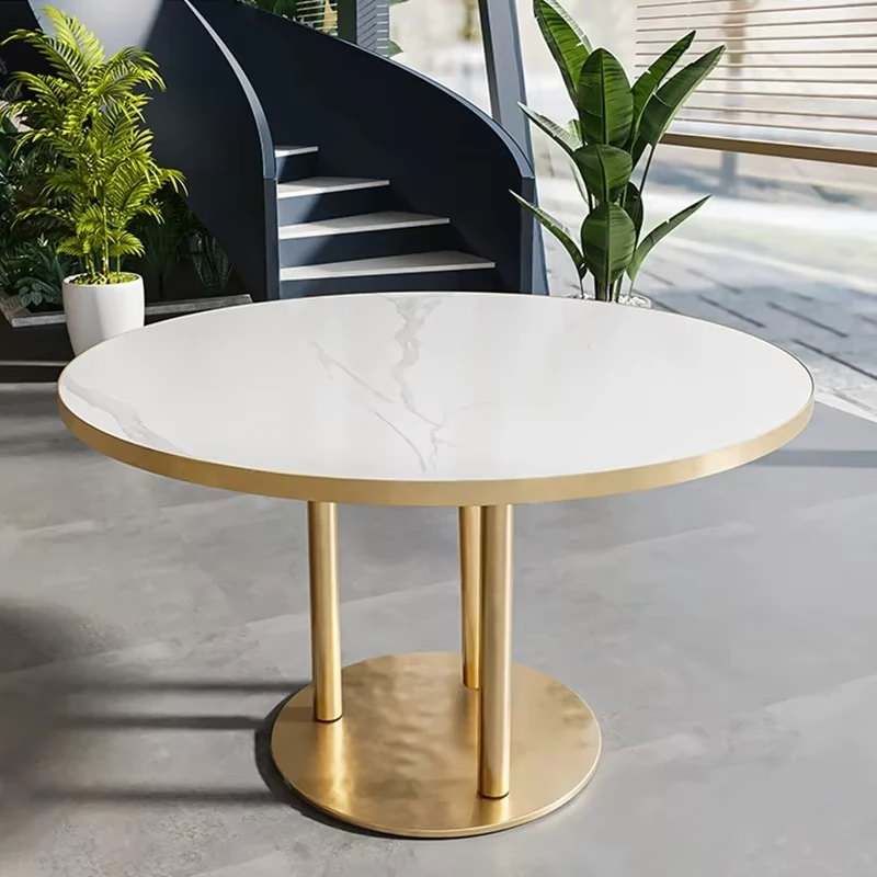Marble-Top Metal Dining Table