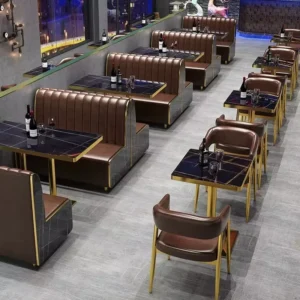 Marble-Top Metal Booth Seating - image 2