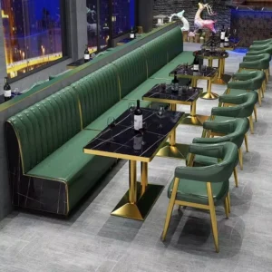 Marble-Top Metal Booth Seating - image 1