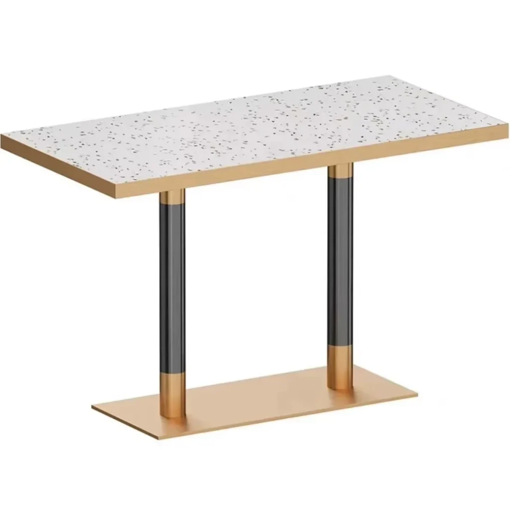 Marble-Top Stainless Steel Dining Table