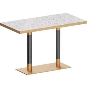 Marble-Top Stainless Steel Dining Table - image 1