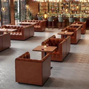 Button-Tufted Leather Booth Seating - image 3