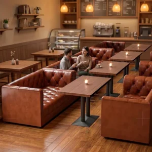Button-Tufted Leather Booth Seating - image 5