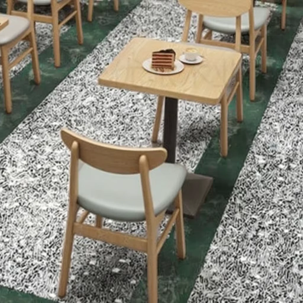 Marble-Top Wood Dining Table
