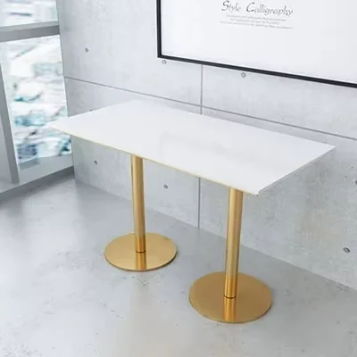 Marble-Top Metal Dining Table