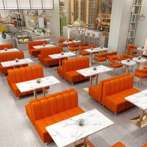 Marble-Top Metal Booth Seating - image 1