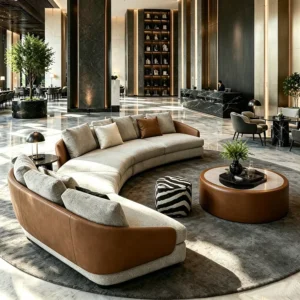 Modular Curved Fabric Lounge Sofa - image 1