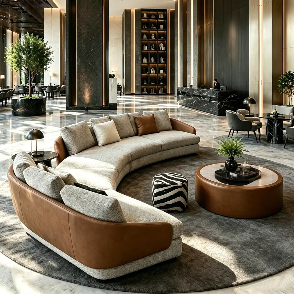 Modular Curved Fabric Lounge Sofa