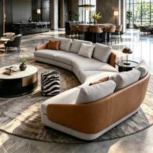 Modular Curved Fabric Lounge Sofa - image 2