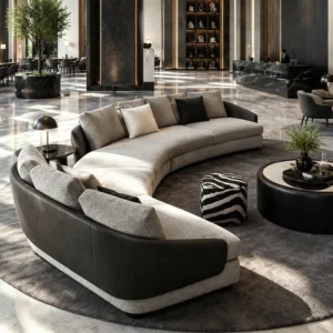 Modular Curved Fabric Lounge Sofa - image 6