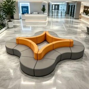 Modular Curved Pu Leather Lounge Sofa - image 2