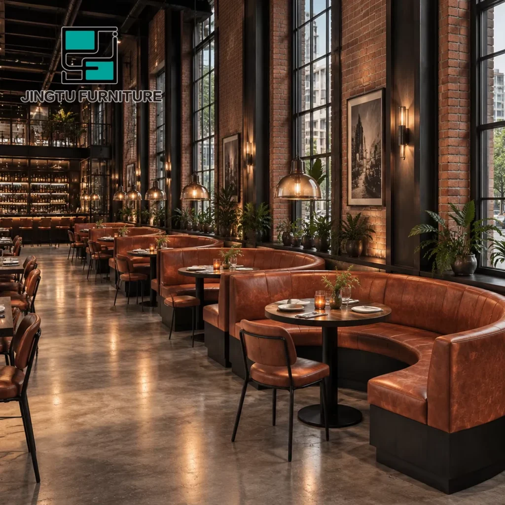 Curved Leather Booth Seating