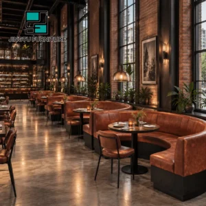 Curved Leather Booth Seating - image 1
