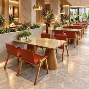 Marble-Top Wood Dining Chair - image 2