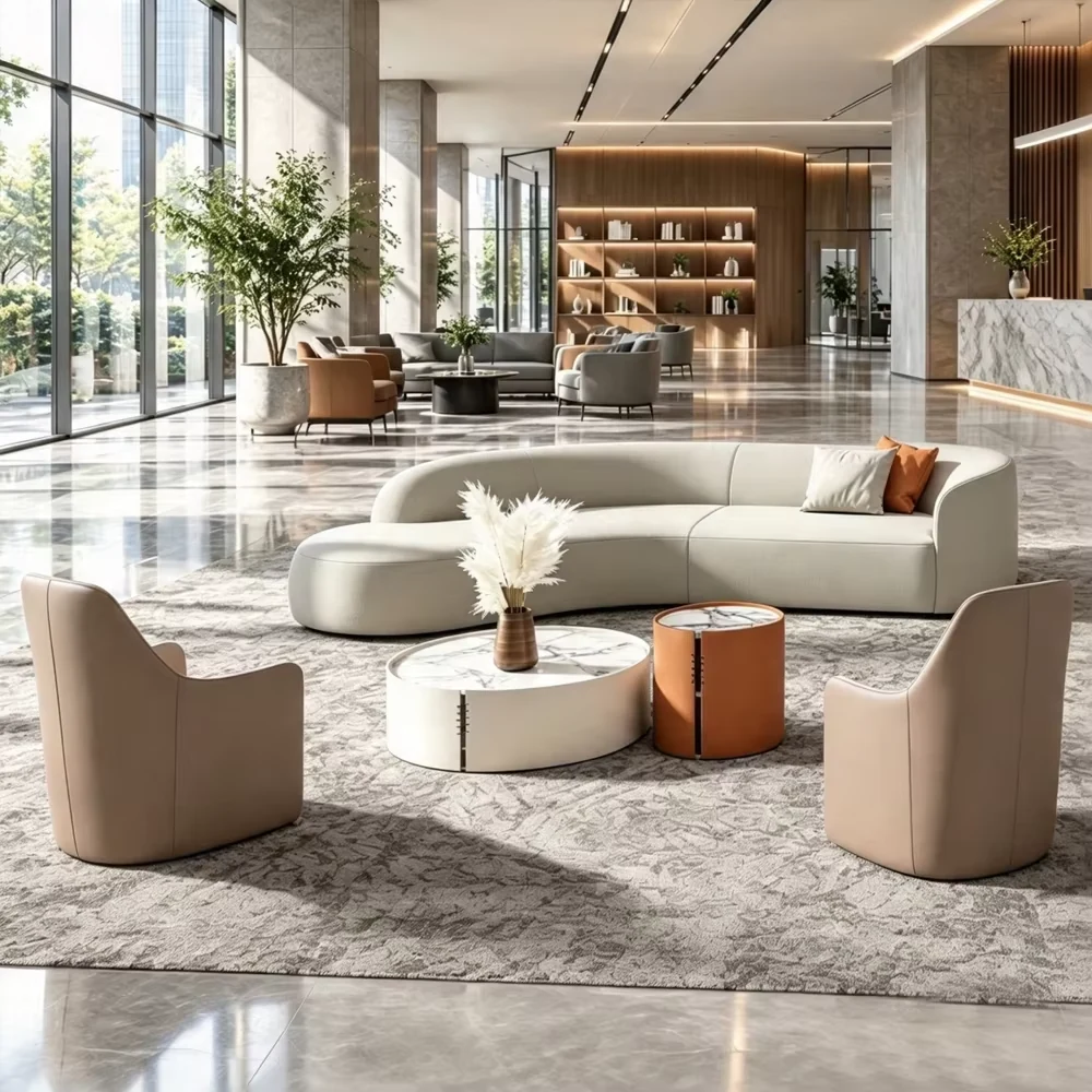 Curved Fabric Lounge Sofa